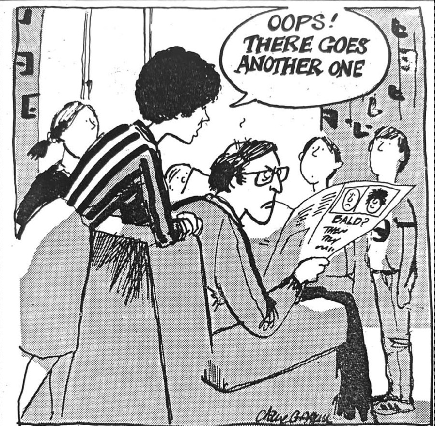 Cartoon accompanying the column: OOPS! THERE GOES ANOTHER ONE