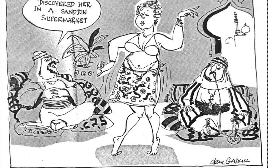 Cartoon accompanying the column: DISCOVERED HER IN A SANDTON SUPERMARKET