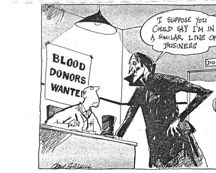 Cartoon accompanying the column: I SUPPOSE YOU COULD SAY I'M IN A SIMILAR LINE OF BUSINESS