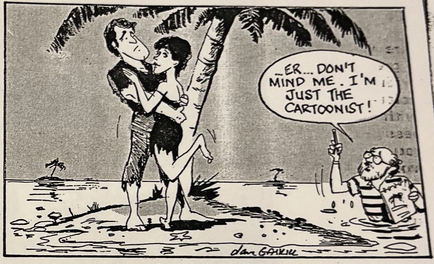 Cartoon accompanying the column: Er ... don’t mind me ... I’m just the cartoonist!