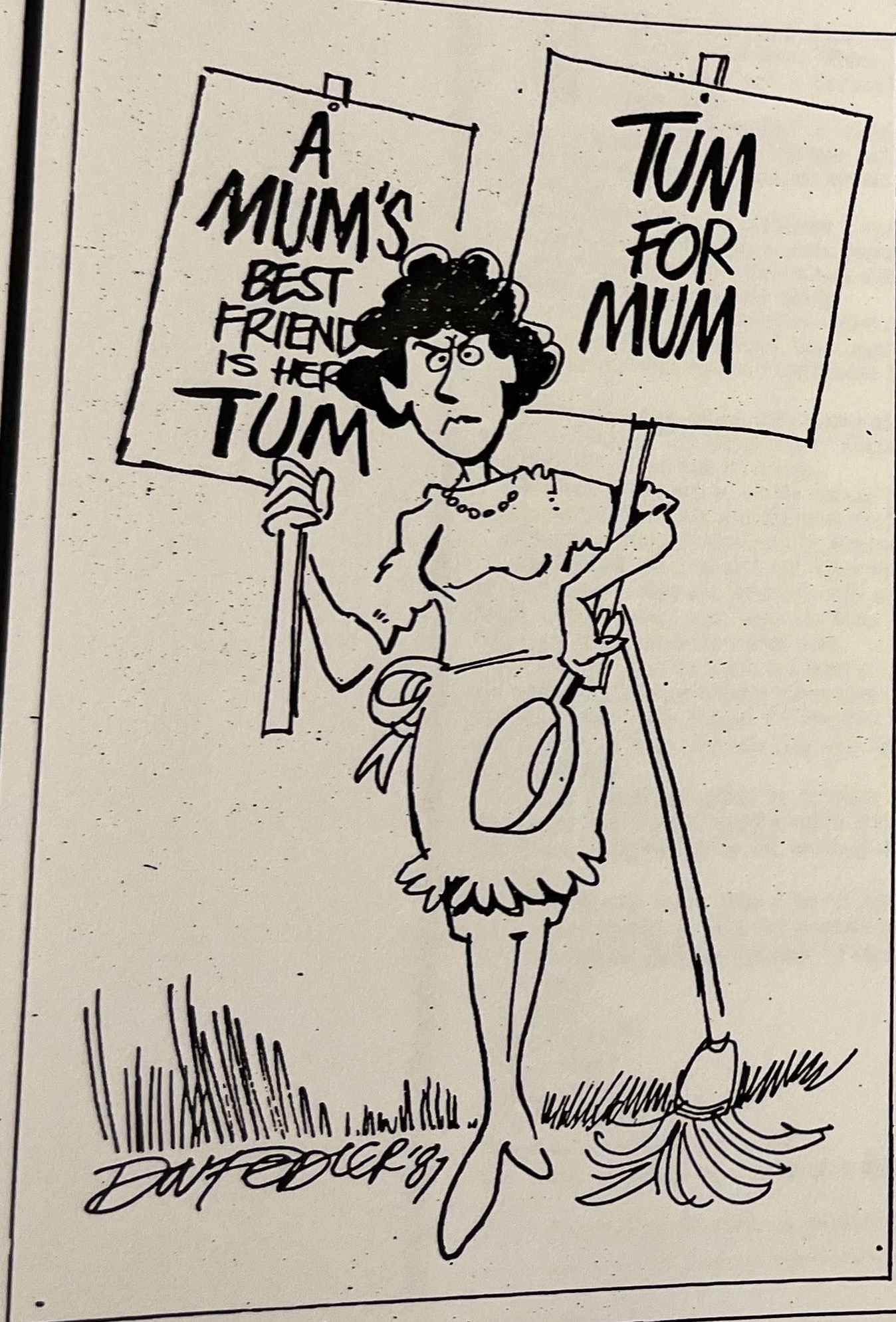 Cartoon accompanying the column: A mum’s best friend is her TUM. TUM for mum.
